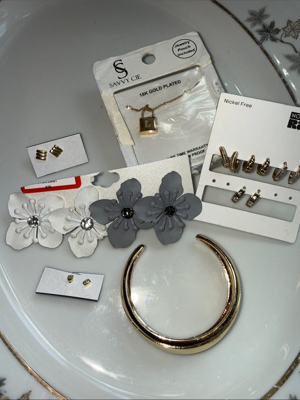 Savvy Cie Gold played Pendant Necklace and Mixed Gold-Tone Jewelry Set
